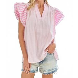 NEW FIRST LOVE you're a doll seersucker top in pink